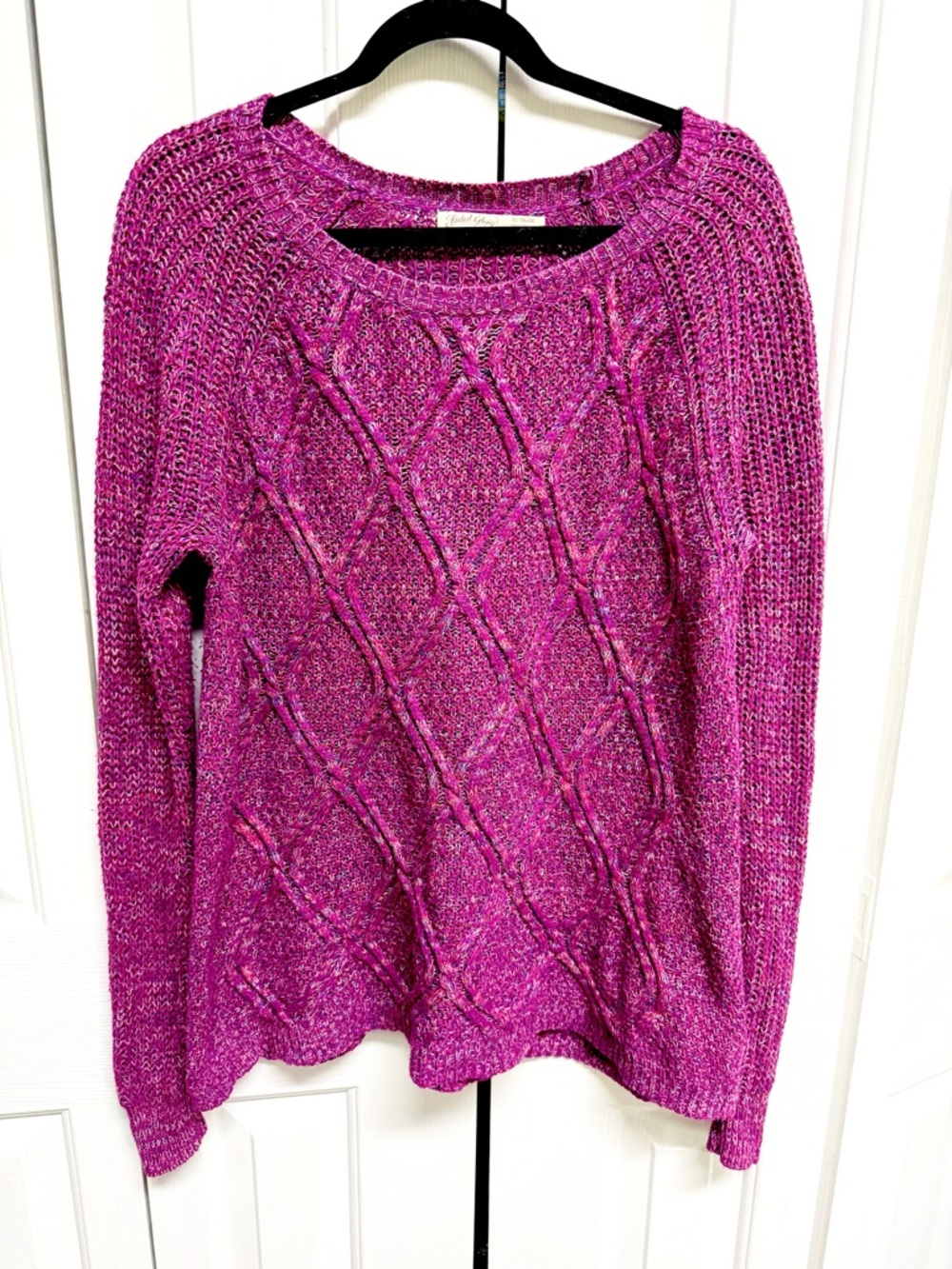 Faded Glory Cable Knit Scoop Neck Sweater - Magenta